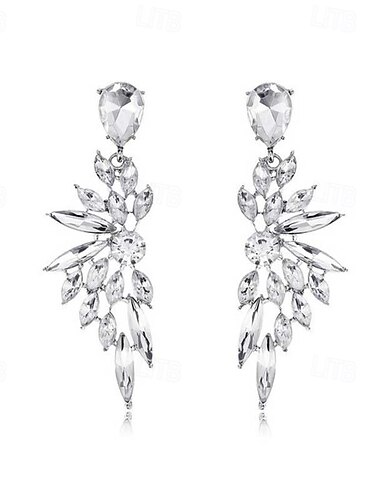  Mujer Pendientes cortos Clásico Precioso Alas de angel Elegante Diamante Sintético Aretes Joyas Blanco / Verde Para Boda Fiesta 1 Par