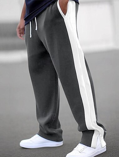 Herren Jogginghose Trainingshose Jogginghose Jogger Hose Hosen Jogginghose mit geradem Bein Kordelzug Elastische Taille Gespleisst Farbblock Glatt Komfort Atmungsaktiv In voller Länge Outdoor Täglich