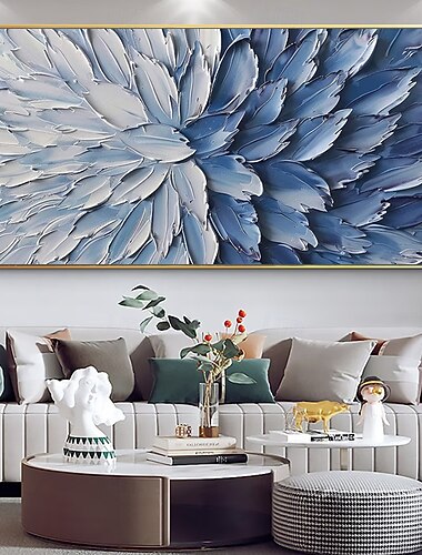  Mintura fait à la main 3d peintures à l'huile bleues abstraites sur toile décoration murale moderne fleurs photo pour la décoration intérieure roulé sans cadre peinture non étirée
