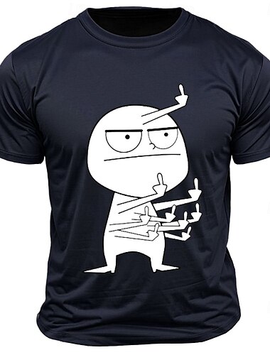  Herr Rolig Humör T-shirt T-tröja 100 % bomull Kortärmad Grafisk Skjorta Svart Vit Mörkgrå Bekväm t-shirt Gata Utomhussport Modedesignerkläder