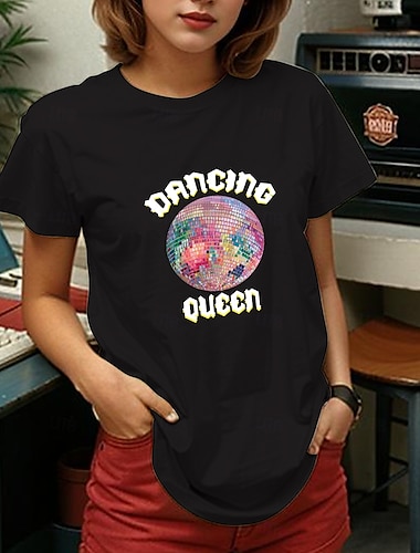  Retro Vintage T-Shirt Basic Tee Baumwollmischung 80er für Damen Erwachsene Hot Stamping Party Casual Alltag