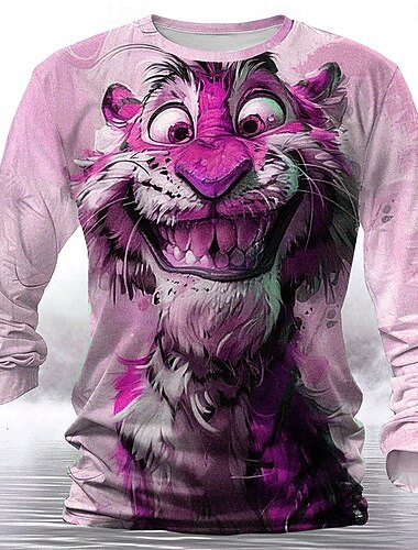  Herren Tiger T Shirt Henley Shirt Langarm T-Shirt 3D-Druck Rundhalsausschnitt Hemd Designer Retro Vintage Strasse Casual Täglich Grün 1# Blau Purpur Sommer Frühling Herbst Bekleidung S M L XL XXL 3XL