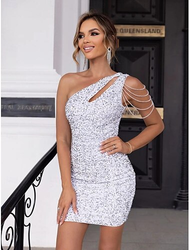  A-Linien-Heimkehrkleider mit Pailletten, elegantes Kleid, Feiertags-Heimkehrkleid, kurzes/minimales ärmelloses Spaghettiträgerkleid zum Beeindrucken 2025