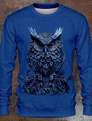  Halloween Herren Eule Hoodies Sweatshirt Pullover Langarm Sweatshirt Rundhalsausschnitt Modisch Täglich 3D-Druck 3D-Druck Herbst Winter