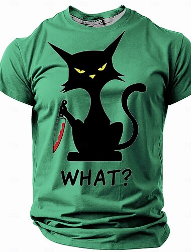  Katze Retro Vintage Brautkleider schlicht Herren 3D-Druck T Shirt Strasse Casual Bar Halloween T-Shirt Beige Grau Rosa Orange Kurzarm Rundhalsausschnitt Hemd Frühling Sommer Bekleidung S M L XL 2XL