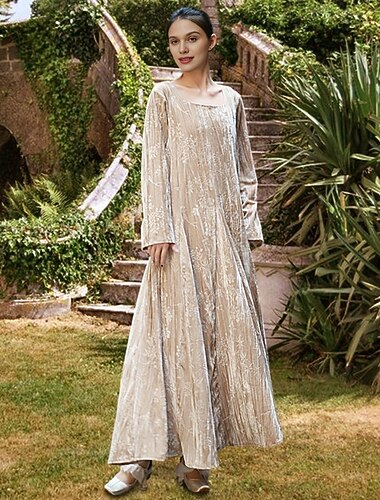  Středověké Šaty Pevná barva Maškarní kostým Dámské Keltské Viking předvečer Všech svatých Karneval Večírek Dospělé Šaty