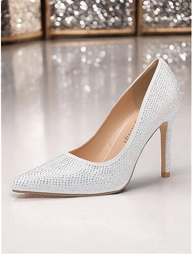  rosafarbene Satin-Stilettos mit Strassbesatz für Damen – glamouröse Pumps mit spitzer Spitze für Cocktailpartys und besondere Anlässe