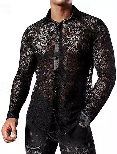  Rétro Vintage Disco Blouse / Chemise Disco Dentelle Homme Mascarade Soirée et occasion spéciale Décontracté Quotidien Défilé de la Fierté Adulte Chemise