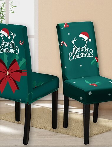  juledekorasjon julebordsstoltrekk - elegant gråtrykkdesign, ikke-vevd stolbeskytter for feriehusinnredning og festfeiringer