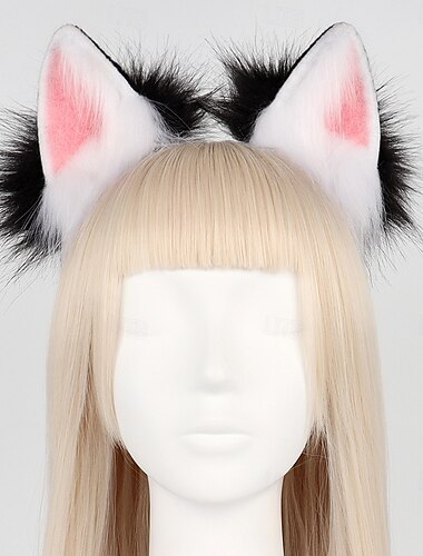  Diadema con orejas de zorro difusa hecha a mano, disfraz de cosplay con características realistas, accesorios kawaii para la cabeza de carnaval
