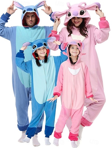  pyjama kigurumi pour couple, costumes de famille, de groupe, d'halloween, dessin animé, monstre bleu, animal, unisexe, pyjama, costume de cosplay amusant pour Halloween, vêtements de nuit pour animaux