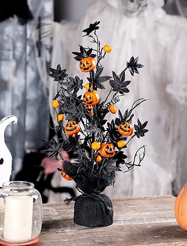  halloween wystrój modny straszny dynia &drzewo klonowe, dom &dekoracja imprezowa, idealna do stworzenia upiornej atmosfery