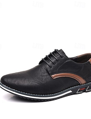  Homens Oxfords Pele PU Respirável Confortável Antiderrapante Com Cadarço Preto Marron Outono Inverno