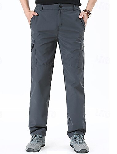  男性用 カーゴパンツ タクティカルパンツ ズボン ハイキング パンツ ボタン マルチポケット 平織り 速乾性 耐久性 アウトドア 日常 キャンピング＆ハイキング ファッション クラシック ブラック アーミーグリーン