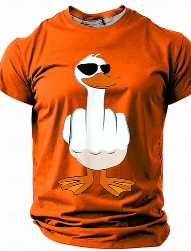  Herren Tiermotiv Lustig T Shirt Kurzarm T-Shirt 3D-Druck Rundhalsausschnitt Hemd Retro Vintage Lässig Streetstyle Straße Sport im Freien Lässig Schwarz Blau Orange Frühling & Sommer Bekleidung S M L