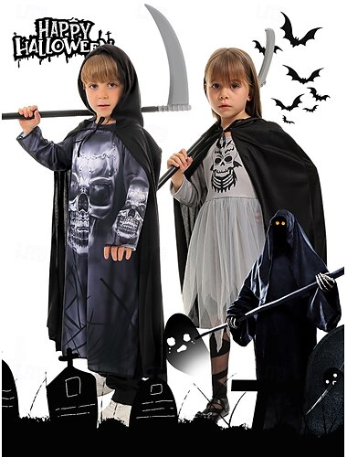  Faucheuse Costumes de famille de groupe d'Halloween Enfant Garçon Fille Déguisement effrayant Utilisation Soirée Halloween Carnaval Costume de carnaval facile