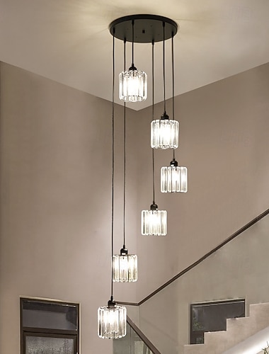  lysekrone led krystall 6/9-lys innfelt lys spiraltrapp lang lysekrone villa trappelys tosidig lysekrone 110-240v