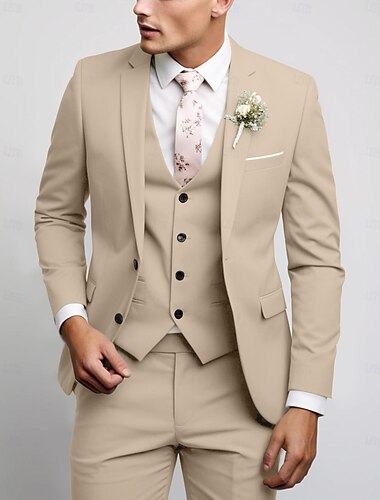  Salbei Schwarz Himmelblau Herrenanzüge Hochzeitsanzüge Sommer einfarbig 3-teilig Partykleid maßgeschneiderter Schnitt einfach versehen zwei Knöpfe