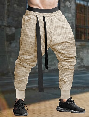  Herren Jogginghose Trainingshose Jogginghose Jogger Hose Hosen Freizeithose Waffelhose Kordelzug Elastische Taille Glatt Komfort Weich In voller Länge Sports Outdoor Täglich Modisch Strassenmode