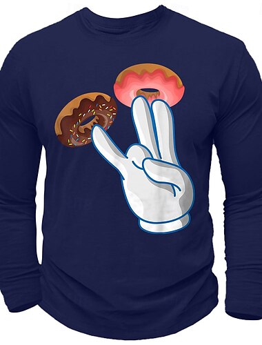  lustiges Ring-Donut-T-Shirt, T-Shirt für Herren, Grafik, 100 % Baumwolle, klassisches Sporthemd, langärmelig, bequemes T-Shirt, Sommer-/Herbstmode, Designer-Kleidung