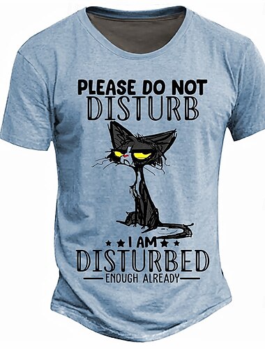  Men's Grumpy Cat Graphic T-Shirt: 'Please Do Not Disturb I Am Disturbed Enough Already' Funny Short Sleeve Lifestyle Tee