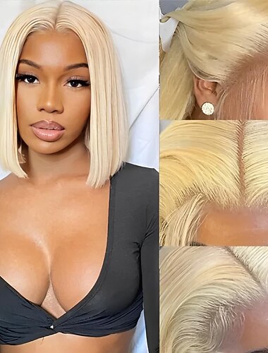  レミーヘア人毛 13x4レースフロント 4x4レースフロント かつら ボブスタイル・ヘアカット ショートボブ サイドパート ブラジリアンヘア ストレート ブロンド かつら 130％ 150％ 180％ 髪の毛の密度 ベビーヘアで ナチュラルヘアライン グルーレス 漂白した結び目で あらかじめ摘まれた 用途 女性 黒人女性用かつら ロング 人毛レースウィッグ