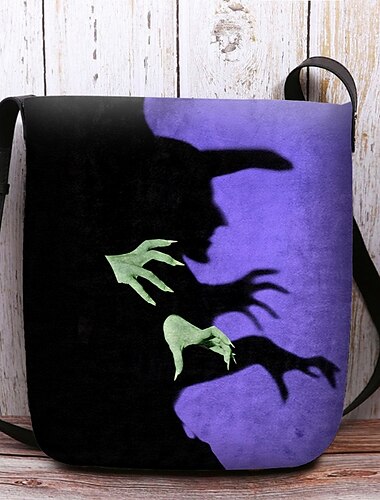  Umhängetasche mit Gothic-Hexenschatten-Print - Umhängetasche mit Halloween-Motiv für Damen