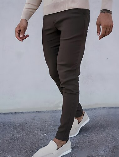  Herren Anzughosen Karottenhose Hose Hosen Chinesisch Chino Knopf Tasche Glatt Komfort Formal Arbeit Geschäft Modisch Klassicher Stil Schwarz Dunkelblau Mikro-elastisch