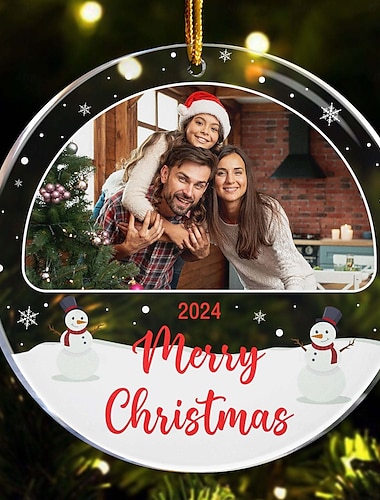  Gepersonaliseerde Foto Kerstornament 2D Acryl Aangepaste Kerstboomornamenten Xmas Decoratie Hangend Pendant Geschenken