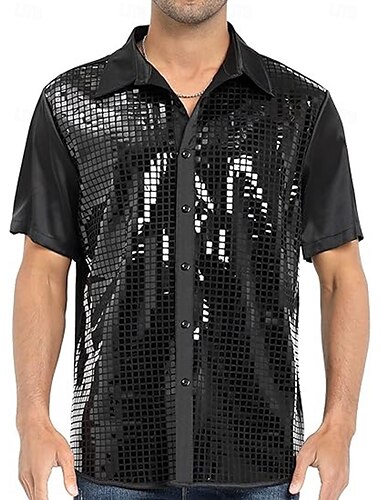  Rétro Vintage Années 1970 Disco Blouse / Chemise Homme Costume de Carnaval Halloween Carnaval Mascarade Performance Fête / Soirée Scène Adulte Chemise