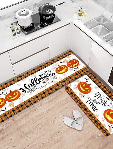  Halloween-Dekorationen Bereich Teppich Küchenteppich Matte rutschfeste ölfeste Bodenmatte Wohnzimmerteppich Indoor Outdoor Matte Schlafzimmer Dekor Badezimmermatte Eingangsteppich Türmatte