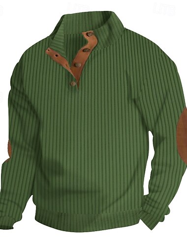  Hombre Sudadera Negro Blanco Verde Ejército Cuello Mao Bloque de color Retazos Deporte Diario Festivos Texturizado Ropa de calle Básico Casual Primavera & Otoño Ropa Sudaderas con capucha Sudaderas