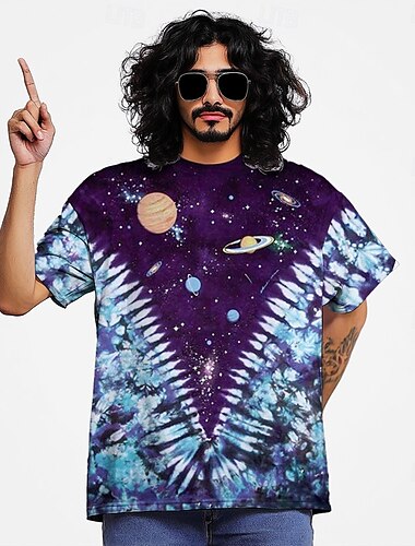  Hippie Meksikansk afrikansk T-skjorte Tie-Dye Tee 3D Batikkfarget 80-tallet Retro vintage 1980erne 1970erne Til Herre Voksne Maskerade 3D-utskrift Fritid / hverdag