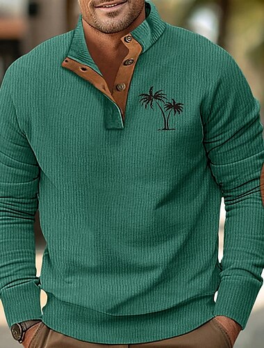  Herren Sweatshirt Pullover Sweatshirt mit Viertelreißverschluss Schwarz Weiß Marineblau Grün Troyer Halber Reißverschluss Farbblock Baum Sport & Natur Täglich Festtage Kord Strassenmode Basic