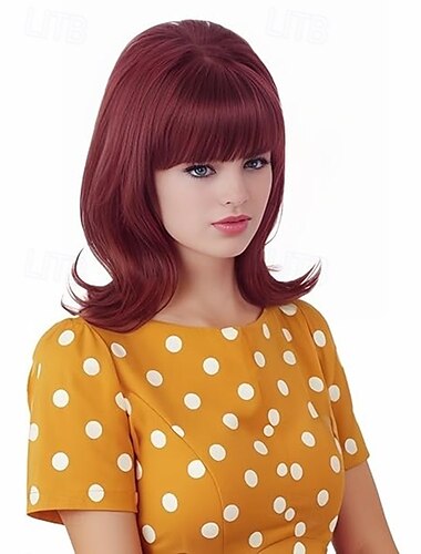  Vintage Rövid Hullámos Paróka Frufruval Retro Bouffant Kúp Parókák 60-as 70-es 80-as Jelmezhez vagy Karnevál Party Halloween Parókák