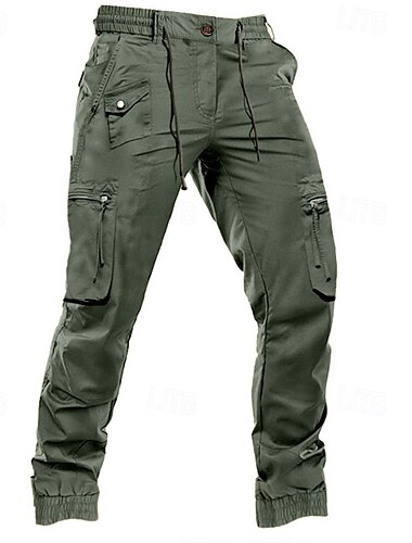  Homme Pantalon Cargo Pantalon Pantalons décontractés Cordon Taille elastique Multi poche Plein Confort Doux Toute la longueur Extérieur du quotidien Vacances Mode Vêtement de rue Noir Vert
