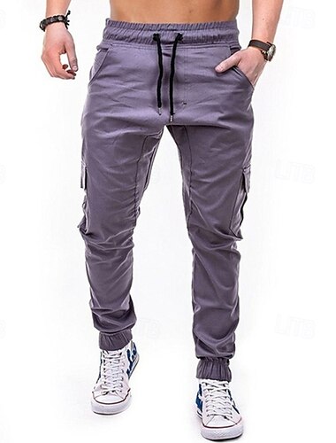  Herren Cargohose Cargohosen Jogginghose Jogger Taktische Hose Hose Hosen Kordelzug Elastische Taille Multi Pocket Glatt tragbar Outdoor Täglich Campen und Wandern Modisch Klassisch Schwarz Armeegrün