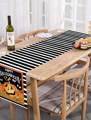  Halloween-Tischläufer mit Jack-o'-Lantern-Kürbis-Design – festliche und gruselige Dekoration – strapazierfähiger und hochwertiger Stoff – perfekt zur Verschönerung Ihrer Halloween-Tischdekoration