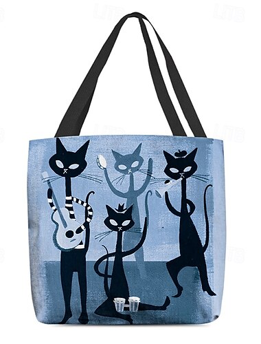  schicke Tragetasche aus Canvas mit Katzenband – stylische und strapazierfähige Umhängetasche mit einzigartigem Katzendesign für den täglichen Gebrauch