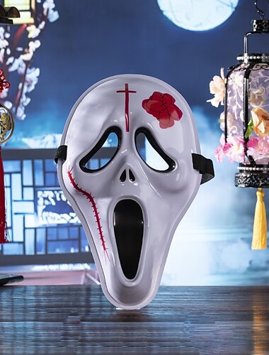  Fantasma Faccia da fantasma Maschera Puntelli di Halloween Per adulto Per uomo Per donna Costume spaventoso Halloween Carnevale Costume di Carnevale facile