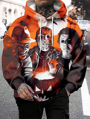  Хэллоуин фильм ужасов Майкл Майерс Толстовка Pullover Аниме 3D Передний карман Графический Назначение Для пары Муж. Жен. Взрослые Хэллоуин Карнавал Маскарад 3D печать Для вечеринок На каждый день
