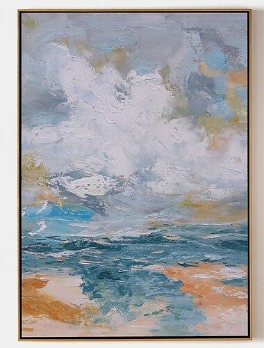  handgemalte abstrakte blaue Gemälde auf Leinwand handgemachtes farbenfrohes strukturiertes Acrylgemälde m Wandkunst handgemaltes Kunstwerk Folie grünes Ölgemälde für Wohnzimmer Büro Wanddekoration