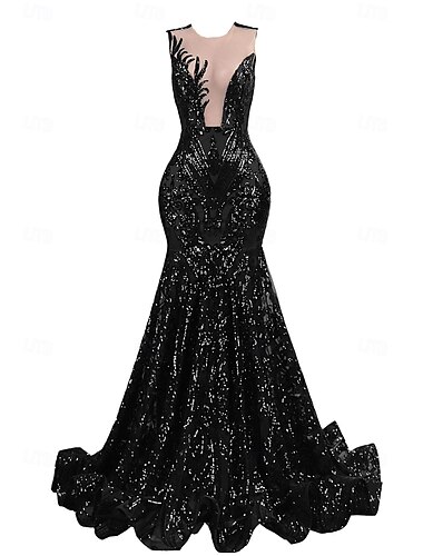  Meerjungfrau Abendkleid Elegantes Kleid Abendparty Black Tie Gala Gericht Zug Ärmellos Juwel-Ausschnitt Afroamerikanisch Pailletten mit Pailletten Maskerade Kleid 2025