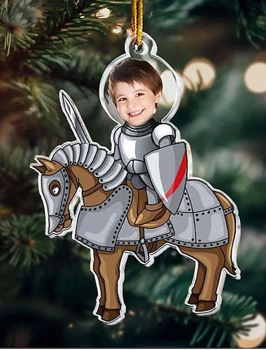  Personalizowane ozdoby choinkowe z akrylu 2D niestandardowa twarz dziecka ozdoby choinkowe świąteczne zawieszki prezenty