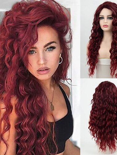  Pitkät kiharat peruukit naisille lämpöä kestävä synteettinen peruukki aaltoileva pitkä kihara hiuspuro Halloween-cosplay-juhlaperuukit