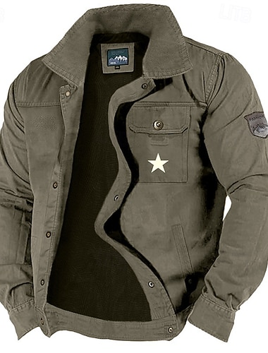  Herren Leichte Jacke Utility-Jacke Cargojacke Outdoor Täglich Wasserdicht Mehrere Taschen Frühling & Herbst Stern Modisch Klassisch Kargen Standard Khaki Armeegrün Dunkelblau Jacken