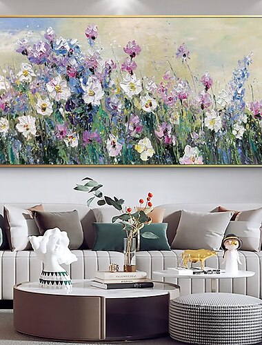 Mintura handgefertigte Ölgemälde mit Blumenlandschaft auf Leinwand, Wandkunst, Dekoration, modernes abstraktes Bild für die Inneneinrichtung, gerolltes, rahmenloses, ungedehntes Gemälde