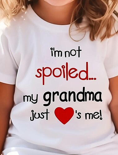  100% cotone Bambino Da ragazza Bianco Cartoni animati Lettere maglietta T-shirt Girocollo Manica corta Esterno Giornaliero Da mare Classico Informale Stampa Estate