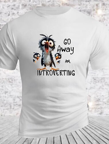  Herr Djur Bokstavstryck Rolig Kyckling T-shirt T-tröja 100 % bomull Kortärmad Grafisk Skjorta Vit Armégrön Bekväm t-shirt Gata Utomhussport Modedesignerkläder