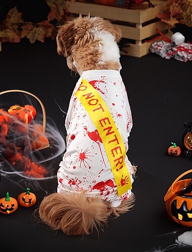  Hunde Halloweenkostüm Hunde-Kostüm Blut Gruseliges Kostüm Weich Halloween Karneval Party Kleidungs-Outfits für Hundewelpen